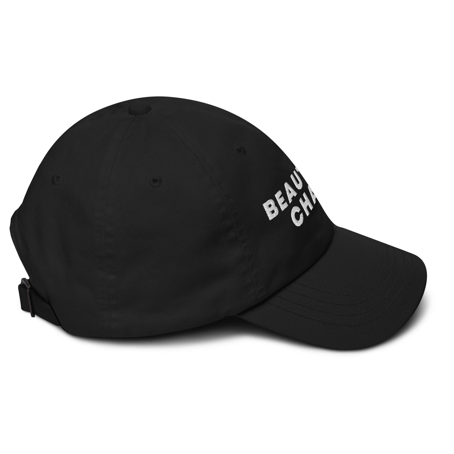 Beautiful Chaos Embroidered Logo Cap White Embroidery Black side