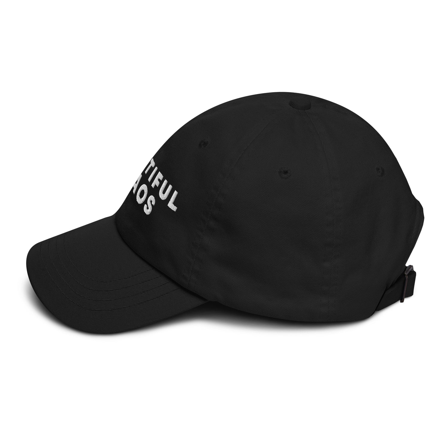 Beautiful Chaos Embroidered Logo Cap White Embroidery Black side 2