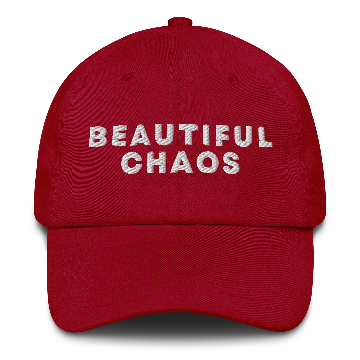 Beautiful Chaos Embroidered Logo Cap White Embroidery Cranberry