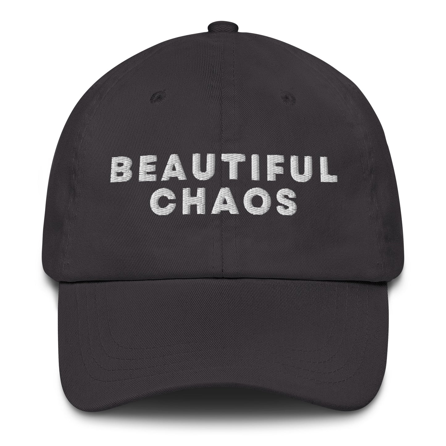 Beautiful Chaos Embroidered Logo Cap White Embroidery Dark Grey