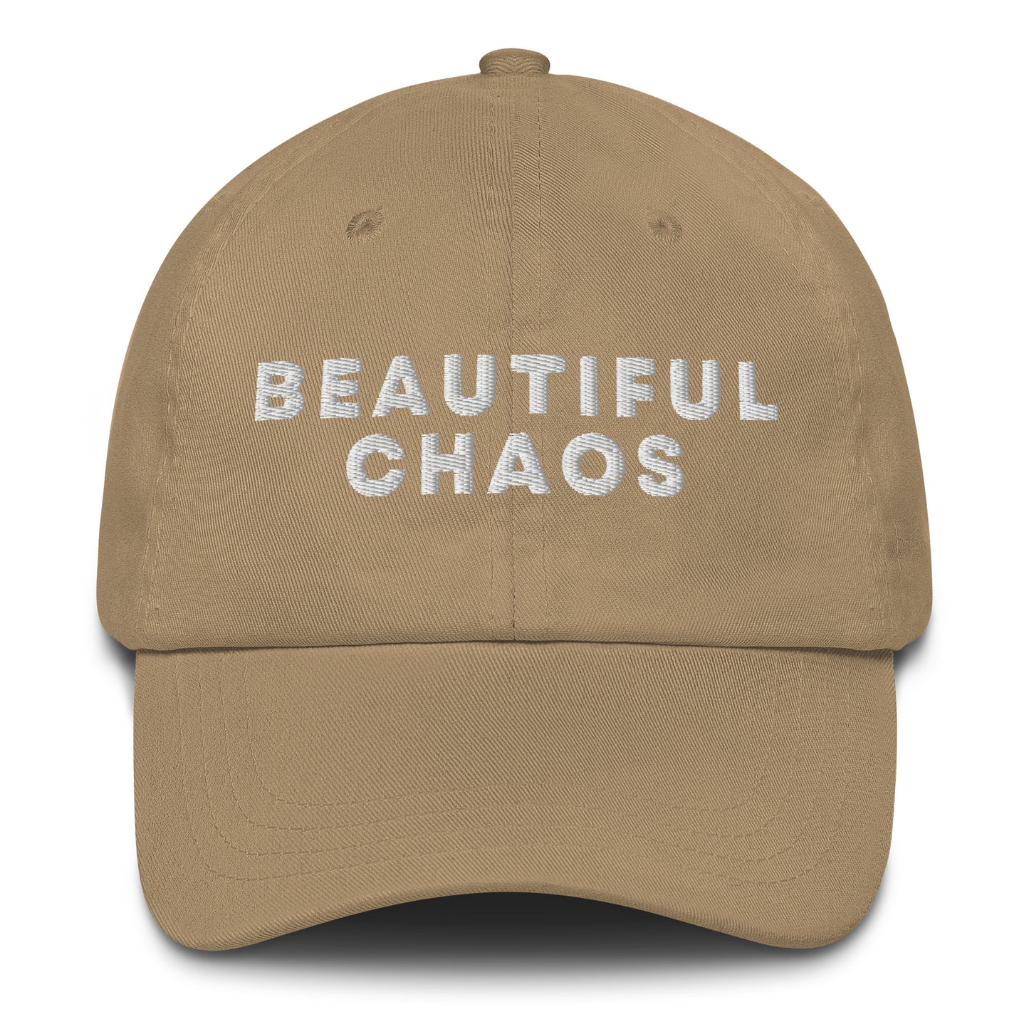 Beautiful Chaos Embroidered Logo Cap White Embroidery Khaki