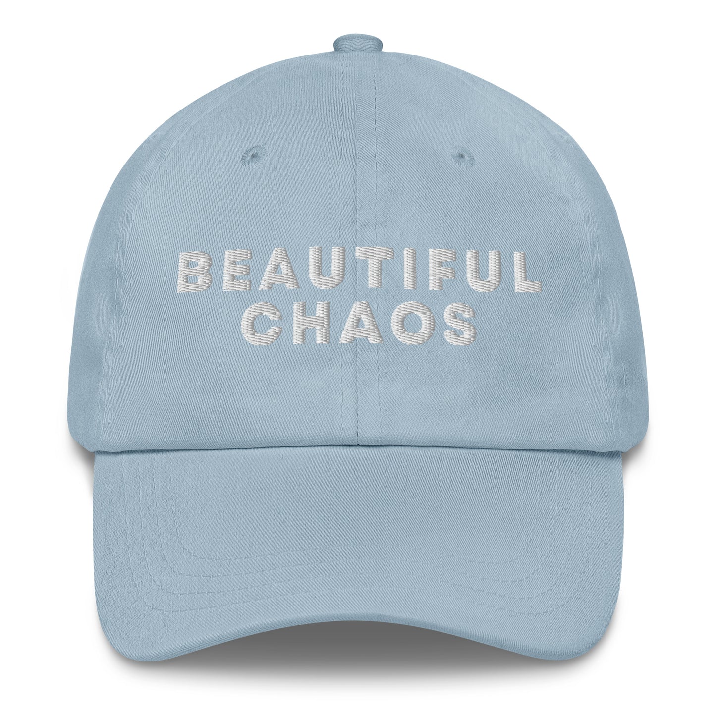 Beautiful Chaos Embroidered Logo Cap White Embroidery Light Blue