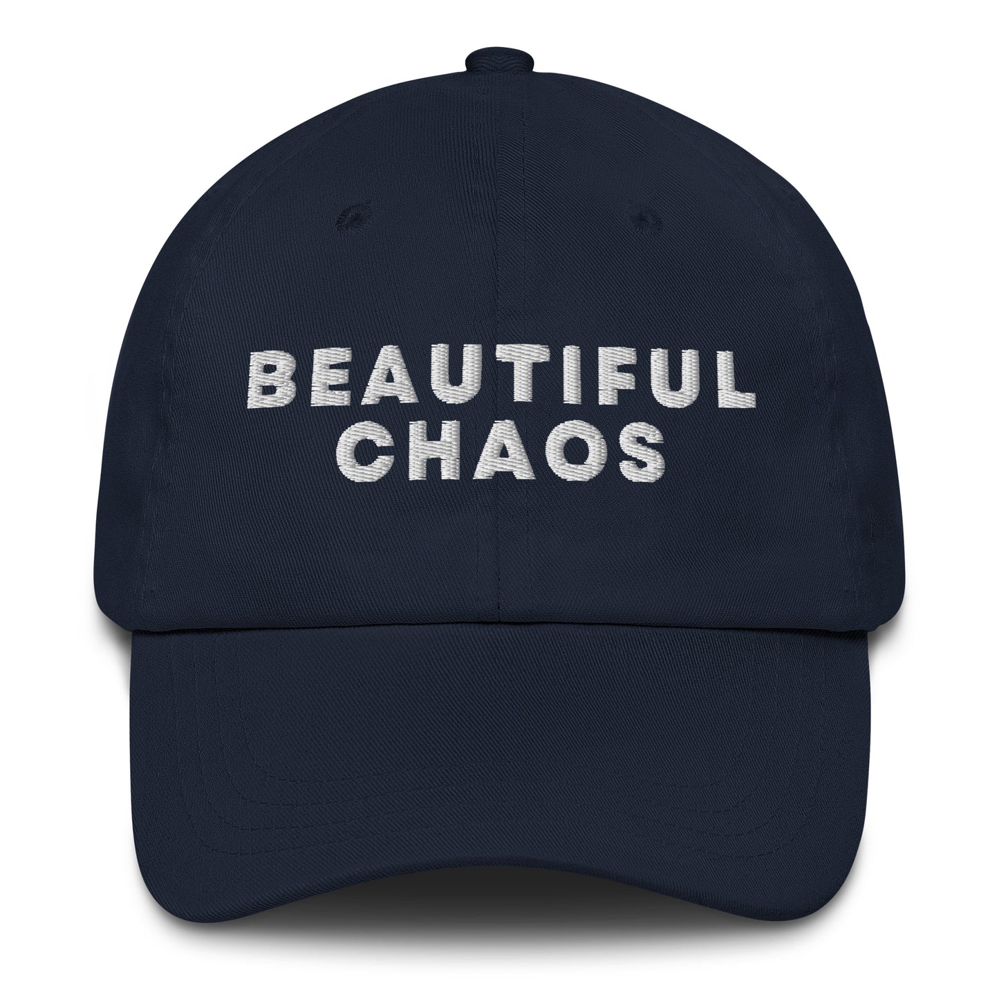 Beautiful Chaos Embroidered Logo Cap White Embroidery Navy