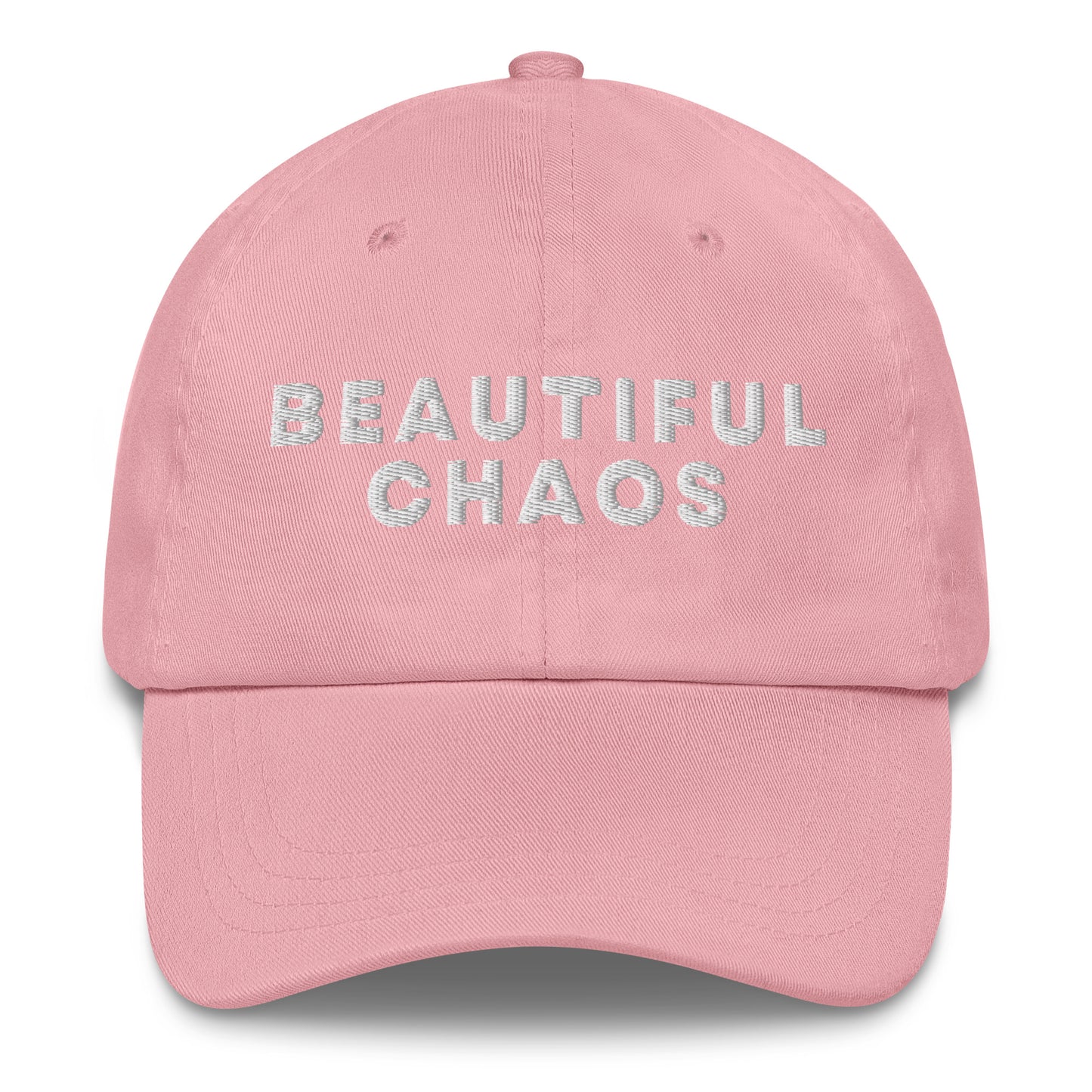 Beautiful Chaos Embroidered Logo Cap White Embroidery Pink