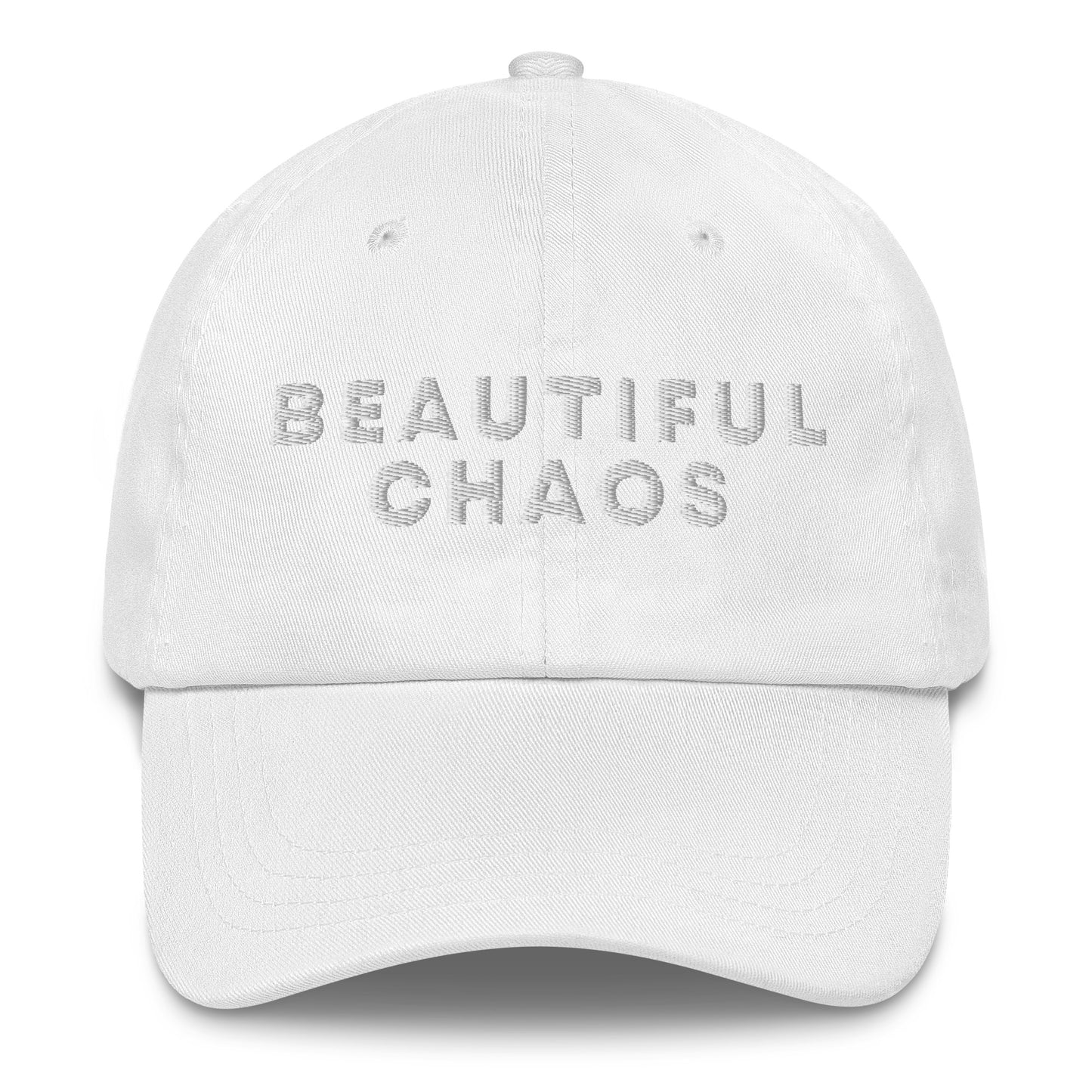 Beautiful Chaos Embroidered Logo Cap White Embroidery White
