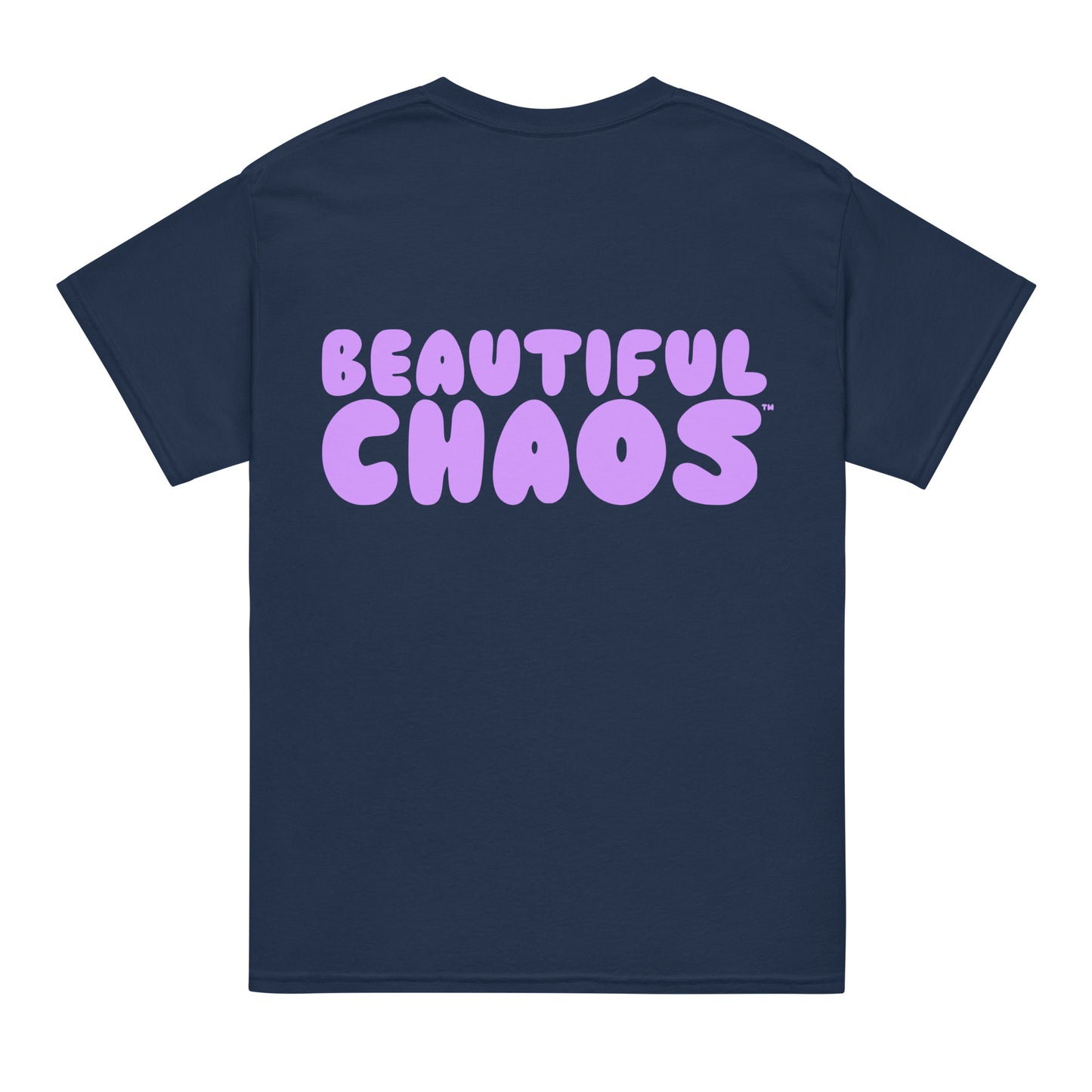 Beautiful Chaos The Most Tee - Navy / Sunset Lilac back