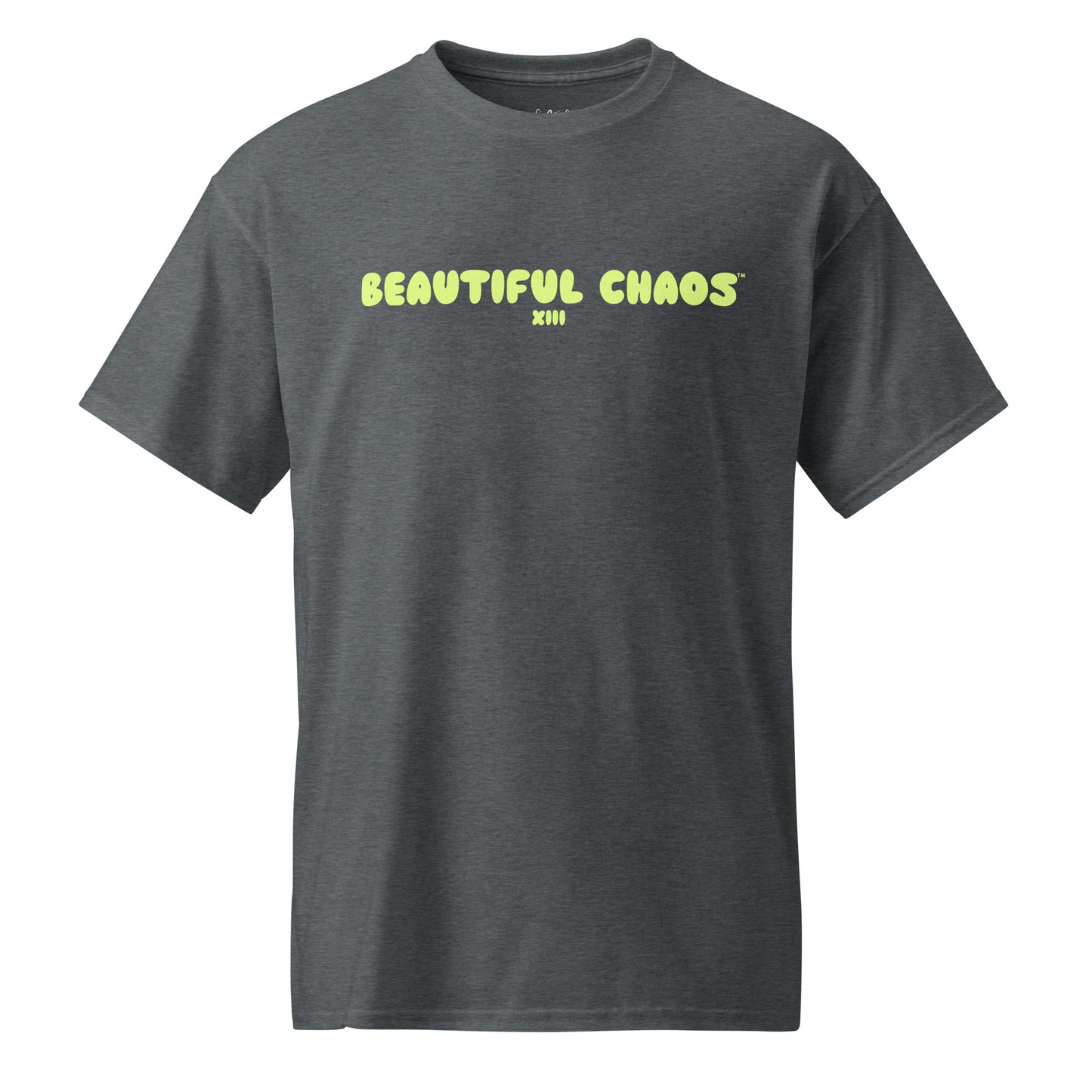 Beautiful Chaos The Most Tee - Charcoal / Neon Lime