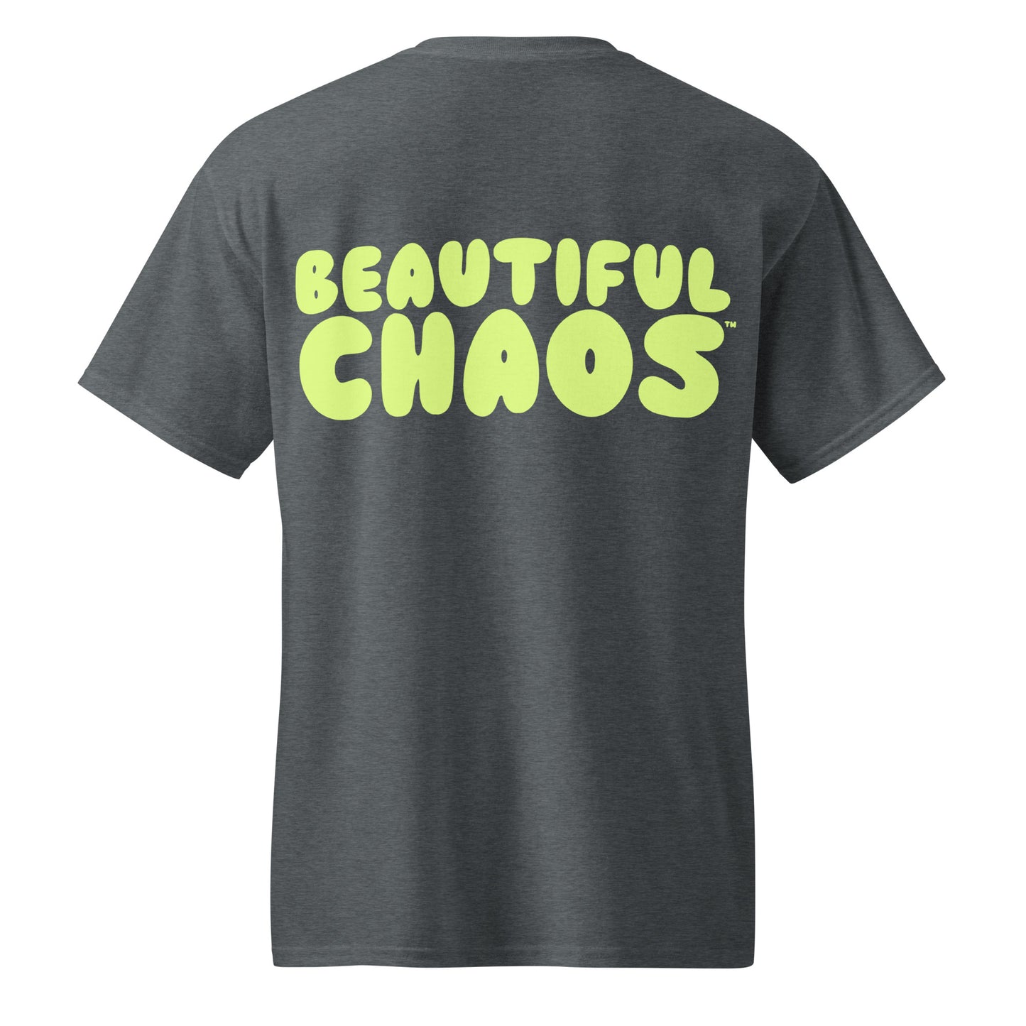 Beautiful Chaos The Most Tee XIII - Charcoal / Neon Lime back