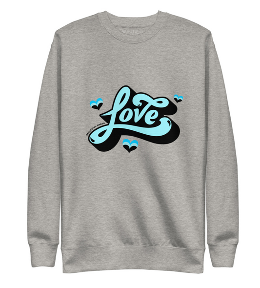 BeautifulChaosMarlTurquoiseLOVESweaterFront