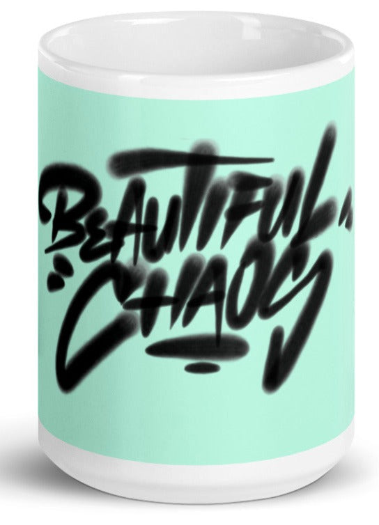 The Beautiful Chaos Cannon Graffiti Mug - Hummingbird Blue