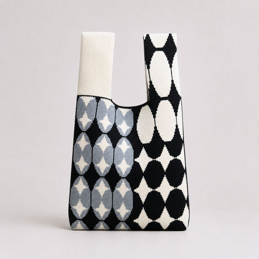 Black & White Kaleidoscope Knit Bag - Beautiful Chaos®