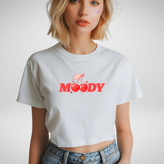 Cherry Moody Crop Tee