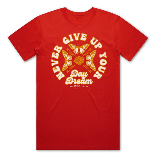Never Give Up Your Daydream Tee - Fire Red
