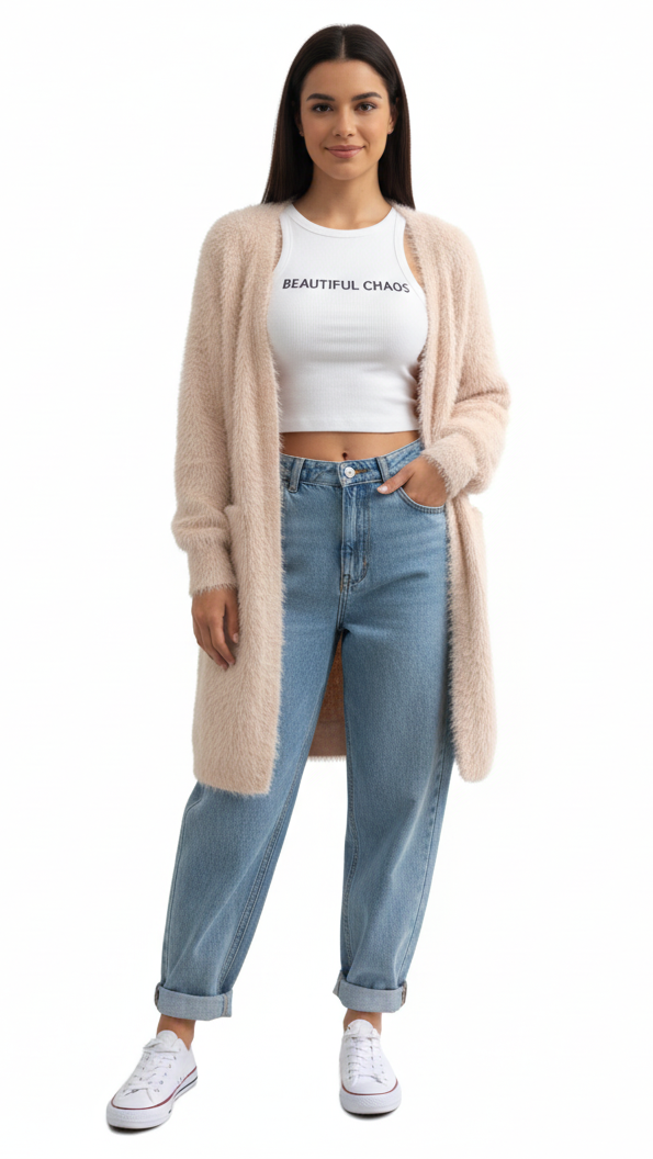 Beautiful Chaos Wool Blend Faux Fur Cardi - Blush - Beautiful Chaos®