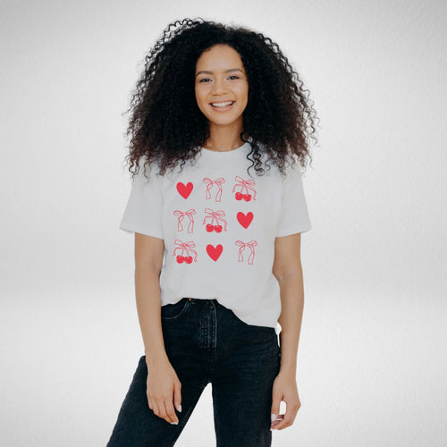 Beautiful Chaos Cherry Sweetheart Tee Red model