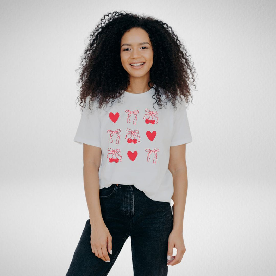 Beautiful Chaos Cherry Sweetheart Tee Red model