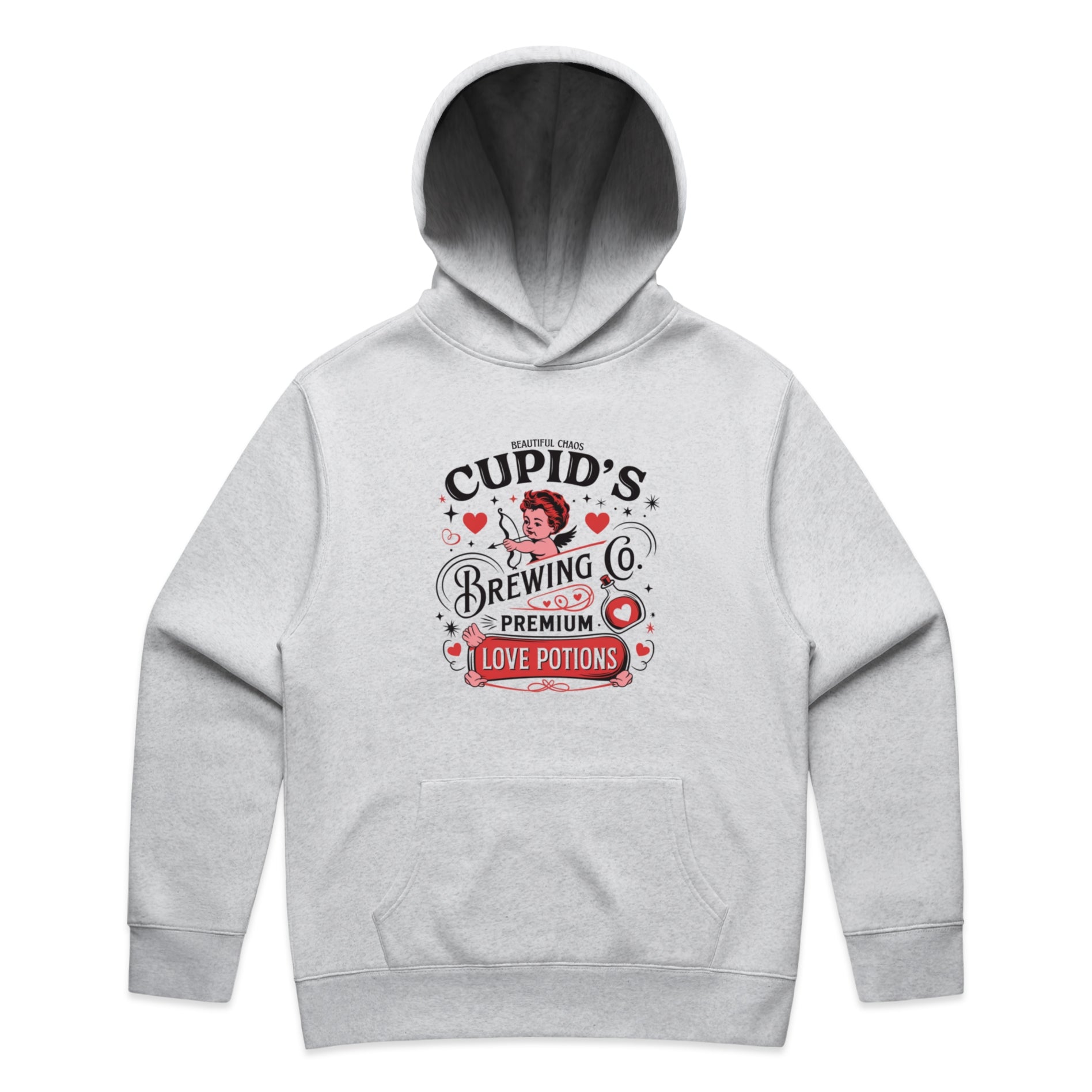 White Marle with 'Cupid's Brewing Co' Love Potions graphic on a white background