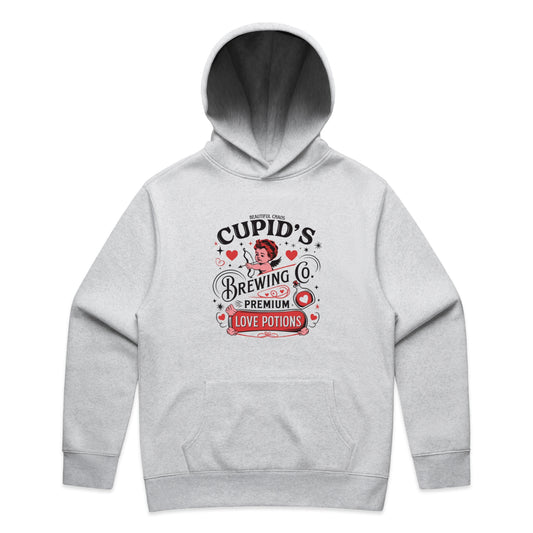 White Marle with 'Cupid's Brewing Co' Love Potions graphic on a white background