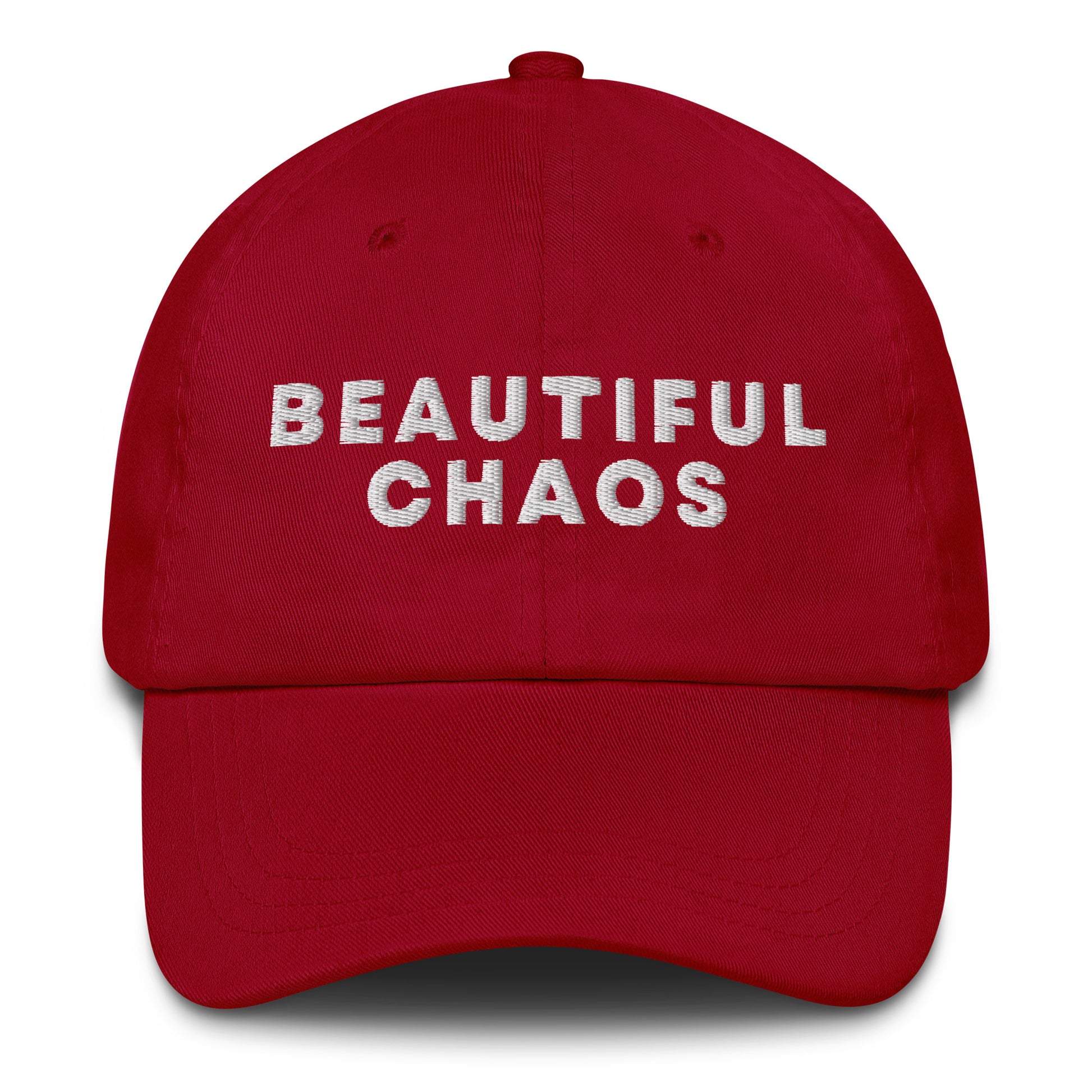 Beautiful Chaos Embroidered Logo Cap White Embroidery Cranberry