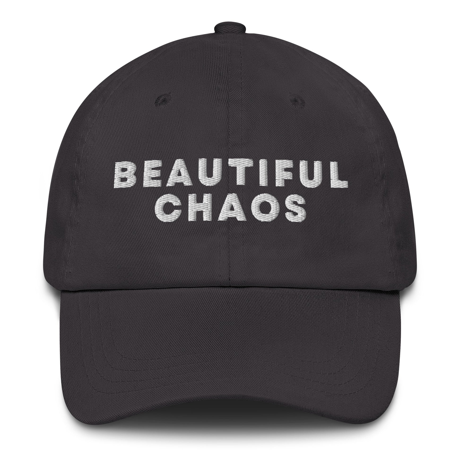 Beautiful Chaos Embroidered Logo Cap White Embroidery Dark Grey