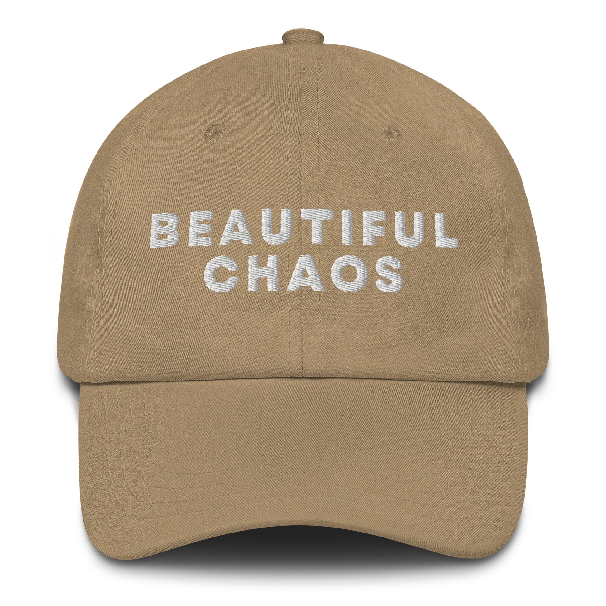 Beautiful Chaos Embroidered Logo Cap White Embroidery Khaki