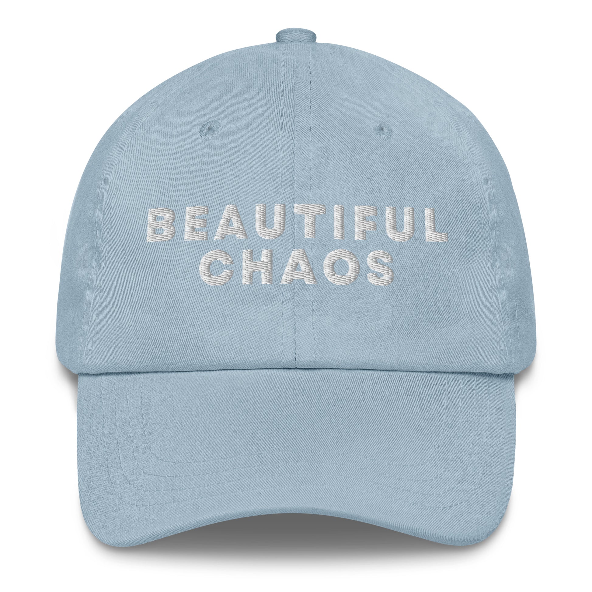Beautiful Chaos Embroidered Logo Cap White Embroidery Light Blue