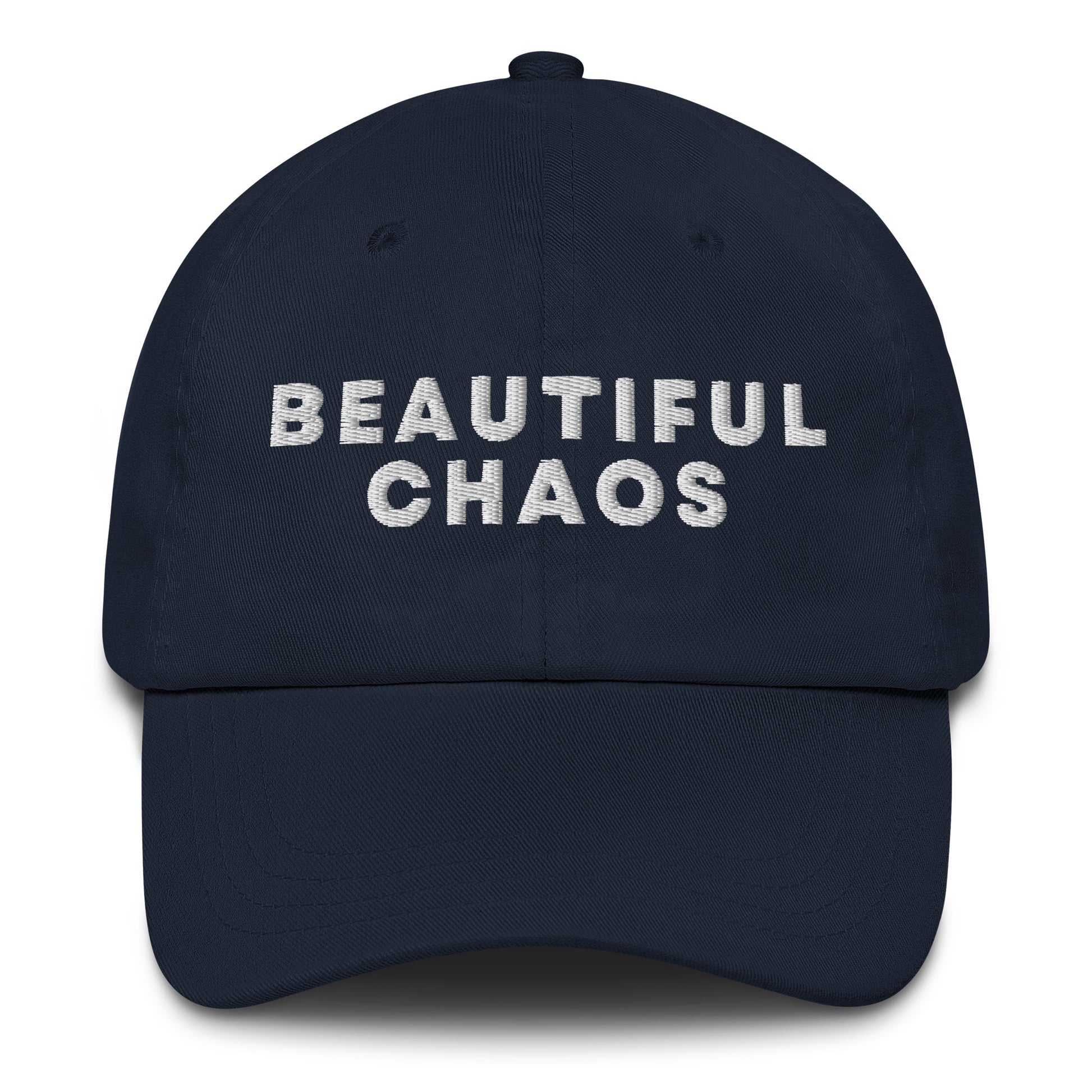 Beautiful Chaos Embroidered Logo Cap White Embroidery Navy