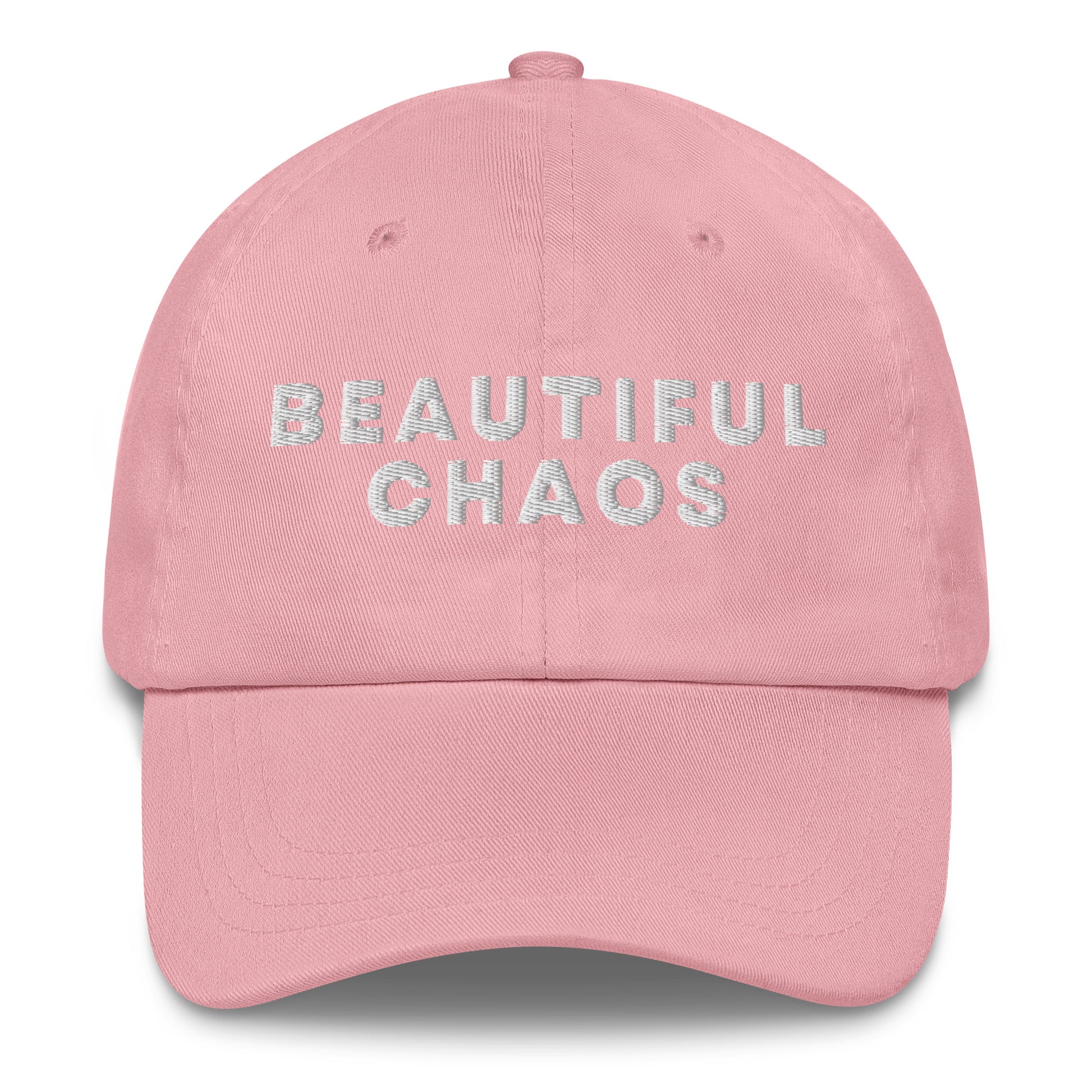 Beautiful Chaos Embroidered Logo Cap White Embroidery Pink