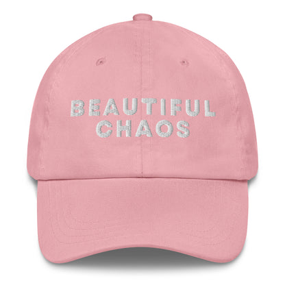 Beautiful Chaos Embroidered Logo Cap White Embroidery Pink