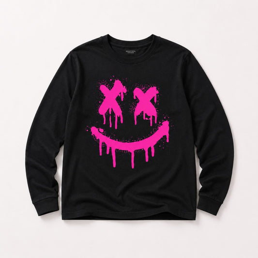 Beautiful Chaos_Graffiti_Smiley_Longsleeve_Tee_Pink
