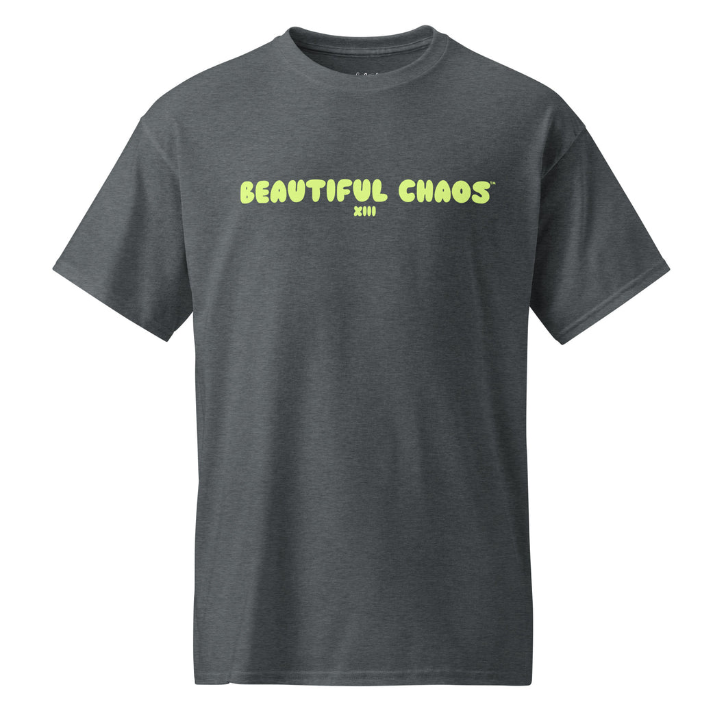 Beautiful Chaos The Most Tee - Charcoal / Neon Lime