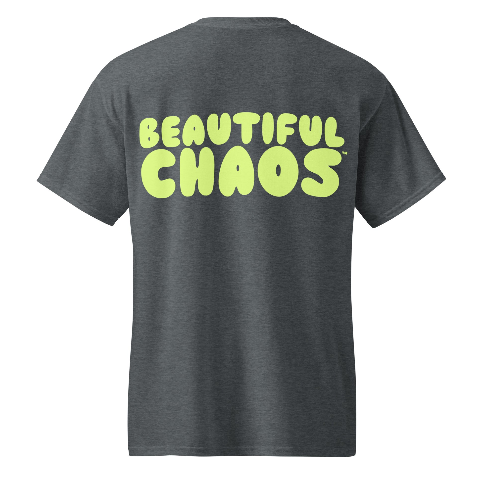 Beautiful Chaos The Most Tee XIII - Charcoal / Neon Lime back