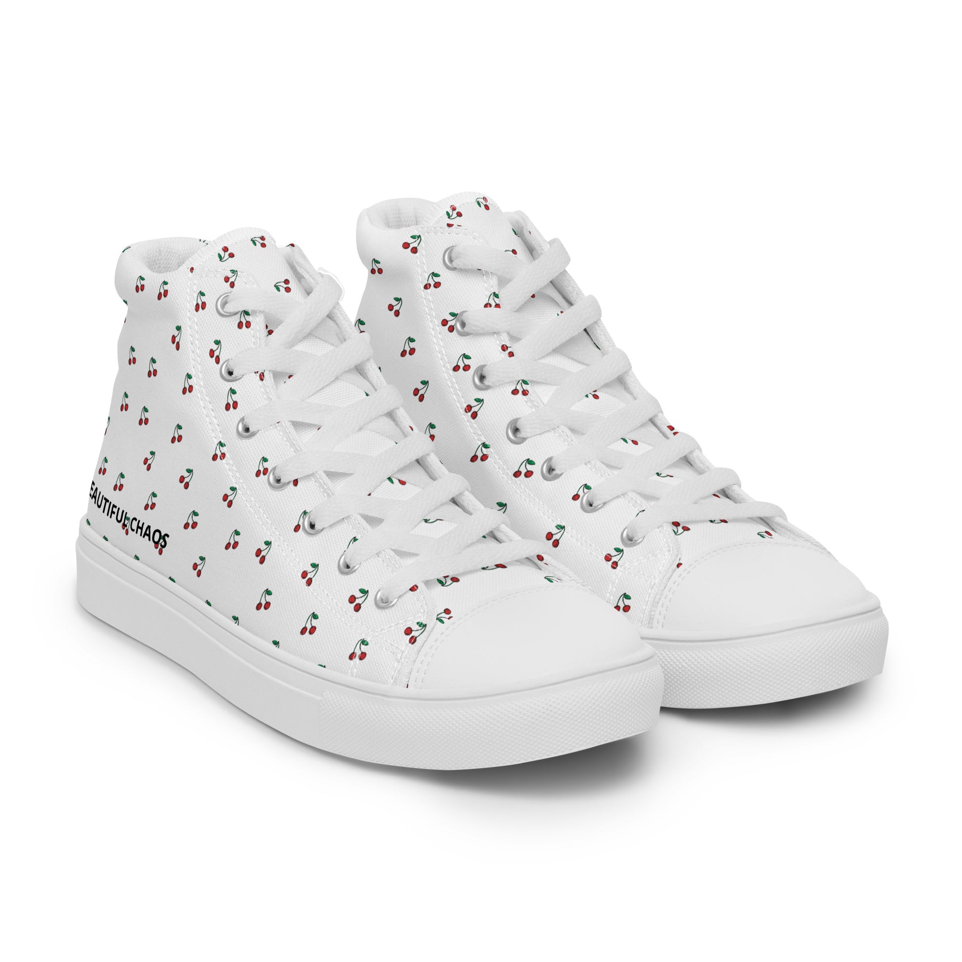 Beautiful Chaos Verry Cherry Women’s High Tops  side angle