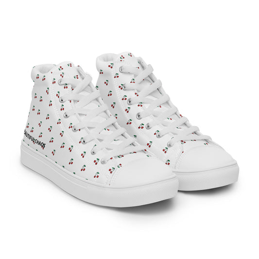 Beautiful Chaos Verry Cherry Women’s High Tops  side angle