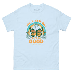 Today is a New Day Life is Good Retro Butterfly T-shirt