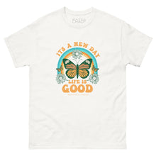 Load image into Gallery viewer, It&#39;s a New Day Life is Good Retro Butterfly T-shirt