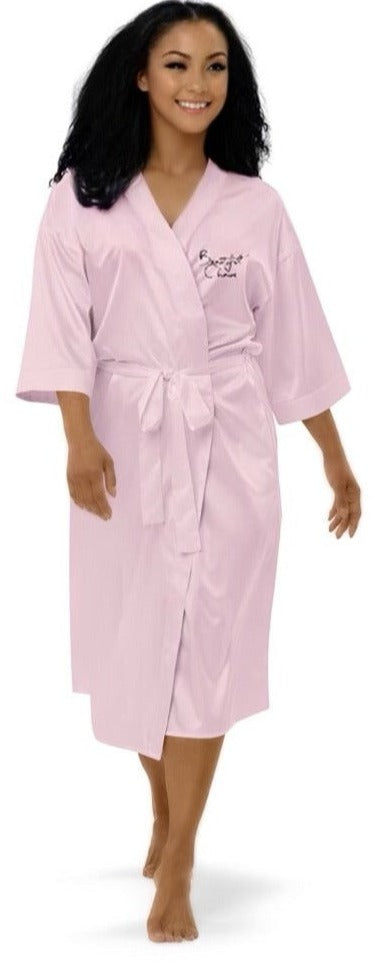 The Beautiful Chaos Embroidered Satin Blend Robe 