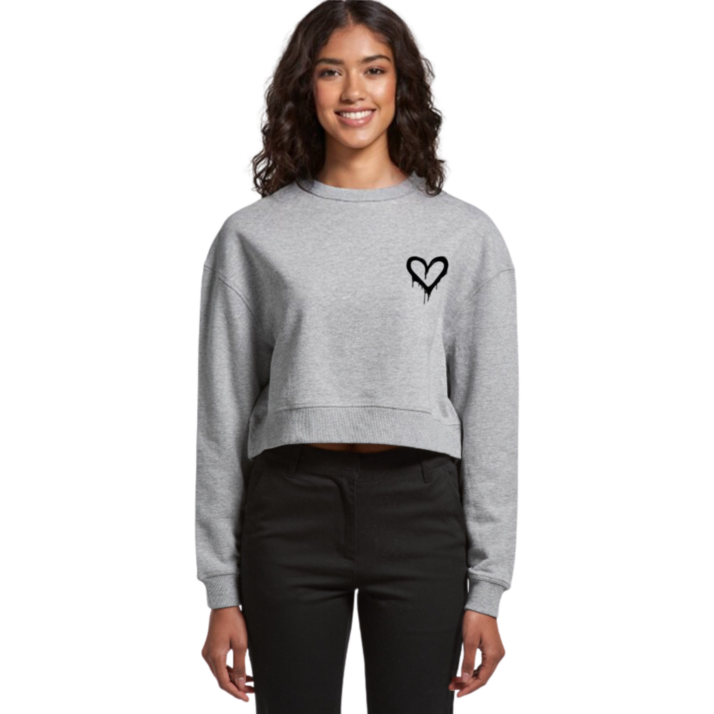 The Beautiful Chaos Icon Crop Sweater - Marl Grey