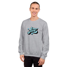 Load image into Gallery viewer, BeautifulChaosMarlTurquoiseLOVESweaterModel