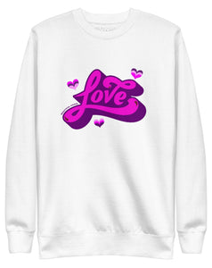 Beautiful Chaos Old School Love Sweatshirt - White // Neon Pink