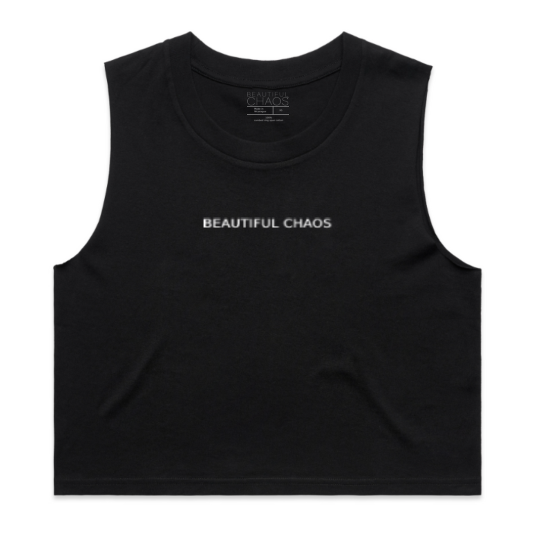 The Beautiful Chaos Loose Fit Legacy Crop Tank - Black