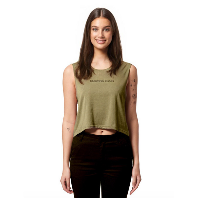 The Beautiful Chaos Loose Fit Legacy Crop Tank - Olive