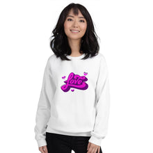 Load image into Gallery viewer, Beautiful Chaos Old School Love Sweatshirt - White // Neon Pink