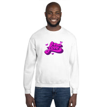 Load image into Gallery viewer, Beautiful Chaos Old School Love Sweatshirt - White // Neon Pink