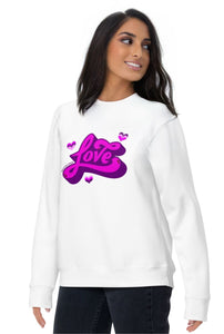 Beautiful Chaos Old School Love Sweatshirt - White // Neon Pink