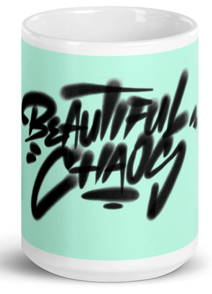 The Beautiful Chaos Cannon Graffiti Mug - Hummingbird Blue 