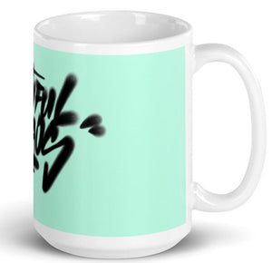 The Beautiful Chaos Cannon Graffiti Mug - Hummingbird Blue