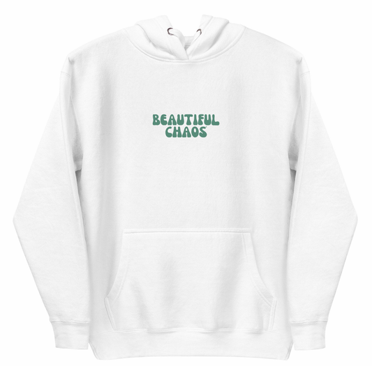The Beautiful Chaos Fueled On Happiness Hoodie - White//Forest - Beautiful Chaos™