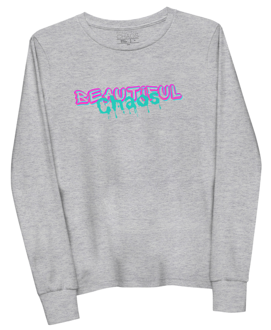 The Beautiful Chaos Kids Neon Slime Long Sleeve Top - Marl Grey - Beautiful Chaos™