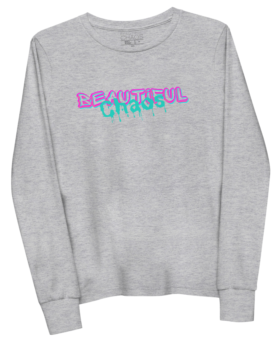 The Beautiful Chaos Kids Neon Slime Long Sleeve Top - Marl Grey - Beautiful Chaos™